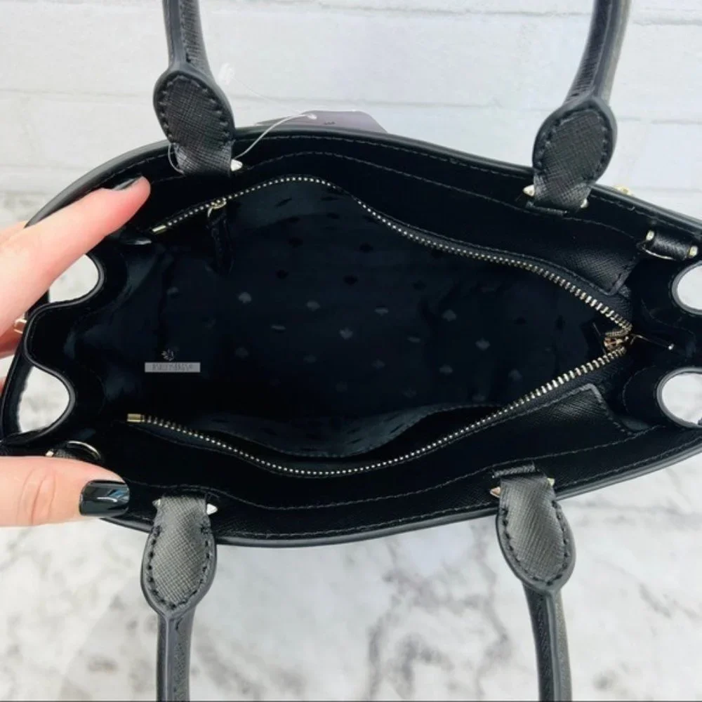 Kate Spade Black Medium Satchel Crossbody & Large Slim Bifold Wallet Set - Picture 8 of 14